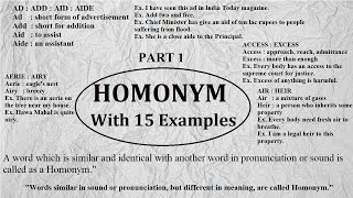 Homonyms With 15 Examples [upl. by Weidner251]