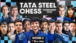 Tata Steel Chess 2024  Round 2  Pragg Gukesh Vidit Anish  Live commentary Sagar Amruta [upl. by Elleirbag803]