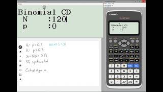 Classwiz HowTo Finding a Less Than Critical Region for Binomial Hypothesis Testing [upl. by Dagall195]