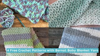 4 Bernat Blanket Yarn Crochet Patterns Super Chunky Yarn How to Easy Patterns [upl. by Lacy]