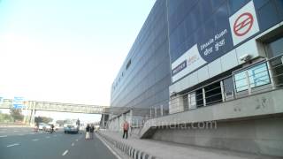 Exterior of the Dhaula Kuan metro station in New Delhi [upl. by Aibonez]