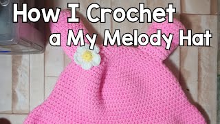 How I Crochet a My Melody Hat [upl. by Josselyn135]