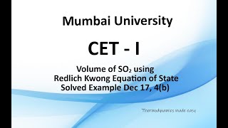 Calculation of volume of a gas using Redlich Kwong Equation of State [upl. by Ennaul630]