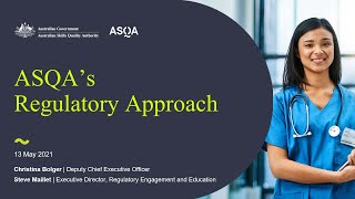 Webinar  ASQA’s Regulatory Approach [upl. by Naryb]