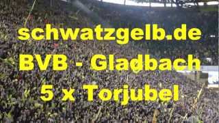 Dortmund  Gladbach 5 x Torjubel Stimmung Südtribüne Borussia BVB 50 [upl. by Conroy622]