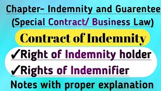 Contract of Indemnity Rights of Indemnity holder Rights of Indemnifier I Examples and Notes [upl. by Kahl723]