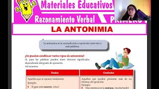 TEMA 3  ANTONIMIA  RAZONAMIENTO VERBAL PRIMERO DE SECUNDARIA [upl. by Albrecht736]