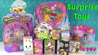 Shopkins Surprise Backpack Blind Bags Galore  Disney Moofia Splashlings  PSToyReviews [upl. by Repsaj]