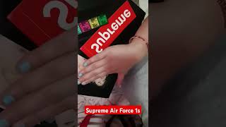 White Supreme Air Force 1s unboxing Supreme [upl. by Walther]