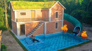 120 Days Building Underground twostory House with water Slide To Swimming Pool [upl. by Nirraj]