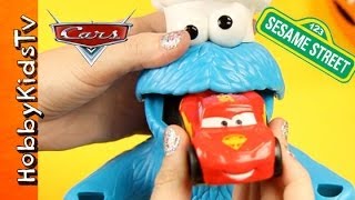 Cookie Monster Eats Cars and Trucks HobbyKidsTV [upl. by Monjo420]