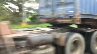 PW113 White Hino 700 Profia Tractor Head with Blue Containers in Star Tollway [upl. by Yeznil]