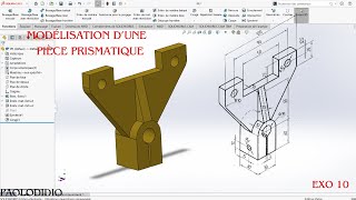 Modélisation prismatique  Exo 10  Tutorial SolidWorks  PaollodiDio [upl. by Sven]