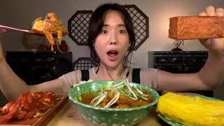 직접만든 매운돼지김치찌개눈물주의와 통스팸 통계란말이  Kimchi JjigaeampSpamampegg roll  MUKBANG  ASMR  EATING SOUND [upl. by Ezarra]