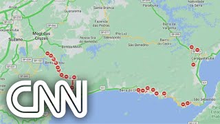 Imigrantes RioSantos Tamoios veja situação de rodovias que ligam ao litoral de SP  CNN NOVO DIA [upl. by Gladys]