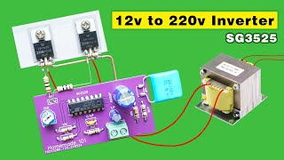 Make a simple inverter from 12v to 220v using SG3525 [upl. by Ahseela700]