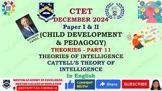 CTET CHILD DEVELOPMENT amp PEDAGOGYCattell’s Theory of Intelligencein English [upl. by Madian276]