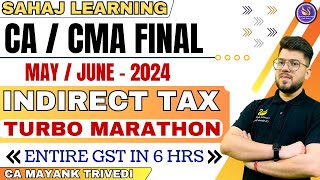 CACMA Final IDT GST Turbo Marathon Entire GST in 6 Hrs with amendment May 2024 Last Day Revision [upl. by Ieppet]