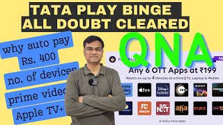 tata play binge 199 plan details  Part6  all doubt cleared  Auto pay no of devices prime video [upl. by Homer]