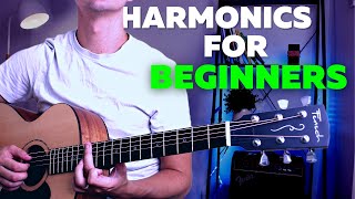 How to Play Harmonics on Acoustic Guitar for Beginners  Harmonics Guitar Lesson [upl. by Nothgiel]