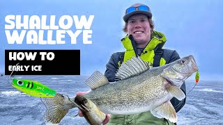 Shallow Walleye at Early Ice  Devils Lake ND [upl. by Ttelracs563]