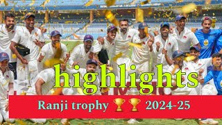 Team India Ranji trophy 202425 highlights cricket match team India Squad [upl. by Alyek]