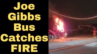 Joe Gibbs Bus Catches FIRE at New Hampshire [upl. by Yendis]