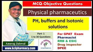 MCQ on pH buffer amp Isotonic Solution  Part1  Pharmaceutics 1  Solve With Anurag Jaiswal [upl. by Nagar]