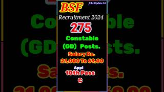 BSF Recruitment 2024 For 275 Constable GD Posts BSF Constable Recruitment jobs [upl. by Inirt]