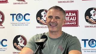 Mike Norvell recaps Saturdays scrimmage talks Monday practice and Jacksonville plans [upl. by Nihs]