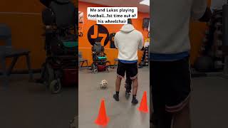 Disabled boy playing football scoring a goal subscribe funny gym viralvideo [upl. by Phillie332]