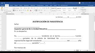 Justificación de inasistencia a clases 20222023 [upl. by Novek354]