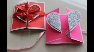 DIY Heart Greeting Card  Anniversary Handmade Card Tutorial  Birthday Card  Thank You Card [upl. by Shellans]