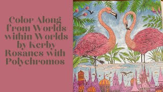 Color Along Worlds within Worlds Flamingo page by Kerby Rosanes with Polychromos pencils [upl. by Sreip]