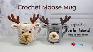 Crochet Moose Mug Pencil holder Crochet hook Holder christmas ornament [upl. by Rubia952]