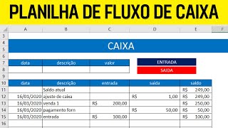 Como montar planilha de fluxo de caixa no Excel  Rápido e Prática [upl. by Shep]