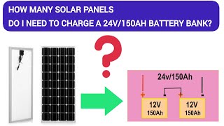 How many watts solar panel to charge 24V 150Ah solar battery solarenergy [upl. by Crispas950]