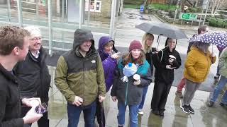 People gather for the new footbridge opening Mytholmroyd at 1011am Wednesday 20th March 2024 [upl. by Fortuna888]