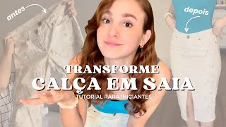 DIY Como fazer SAIA nova usando CALÇA velha do jeito FÁCIL  Tutorial para iniciantes [upl. by Shriver]