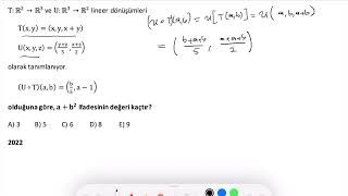 Lineer Cebir Lineer Dönüşümler Soru Çözümü 6 2022L Benzer öabtmatematik [upl. by Joselow]