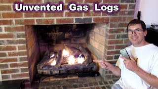 Unvented Propane Gas Log Fireplace with thermostat remote [upl. by Mell513]