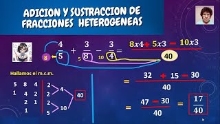 8 ADICIONES Y SUSTRACCIONES DE FRACCIONES HETEROGENEAS [upl. by Marilou552]