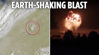 Ukraines spectacular drone strike seen from SPACE as huge Russian depot blasts spark earthquake [upl. by Coulombe]