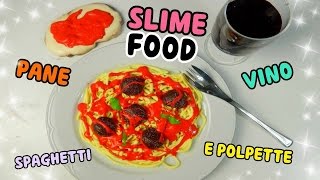 SLIME FOOD SLIME SPAGHETTI CON POLPETTE E SLIME VINO Slime Most Satisfiyng ASMR [upl. by Kenta491]