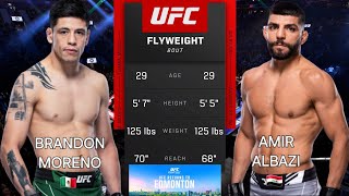 BRANDON MORENO vs AMIR ALBAZI  UFC Edmonton  AI Prediction  Full Fight [upl. by Yerffoej]