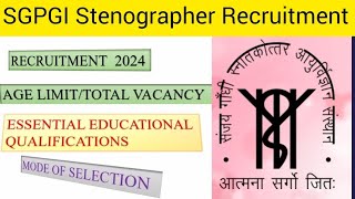 SGPGI Lucknow Stenographer and various posts recruitment 2024 short notice [upl. by Arden]