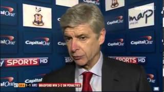 Arsene wengers reaction to the loss over Bradford [upl. by Nnylodnewg]