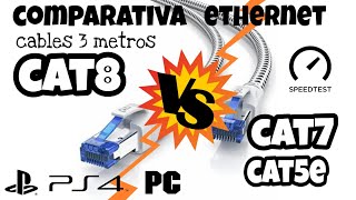 Comparativa cables de Red Ethernet Cat5E vs Cat7 vs Cat8 prueba en PC y PS4 [upl. by Melgar686]