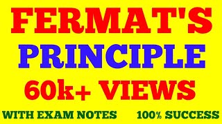 FERMATS PRINCIPLE  FERMATS PRINCIPLE IN OPTICS  WITH EXAM NOTES [upl. by Indys]