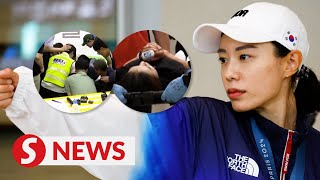 Viral South Korean Olympic shooter Kim Yeji collapses at press conference [upl. by Treble]